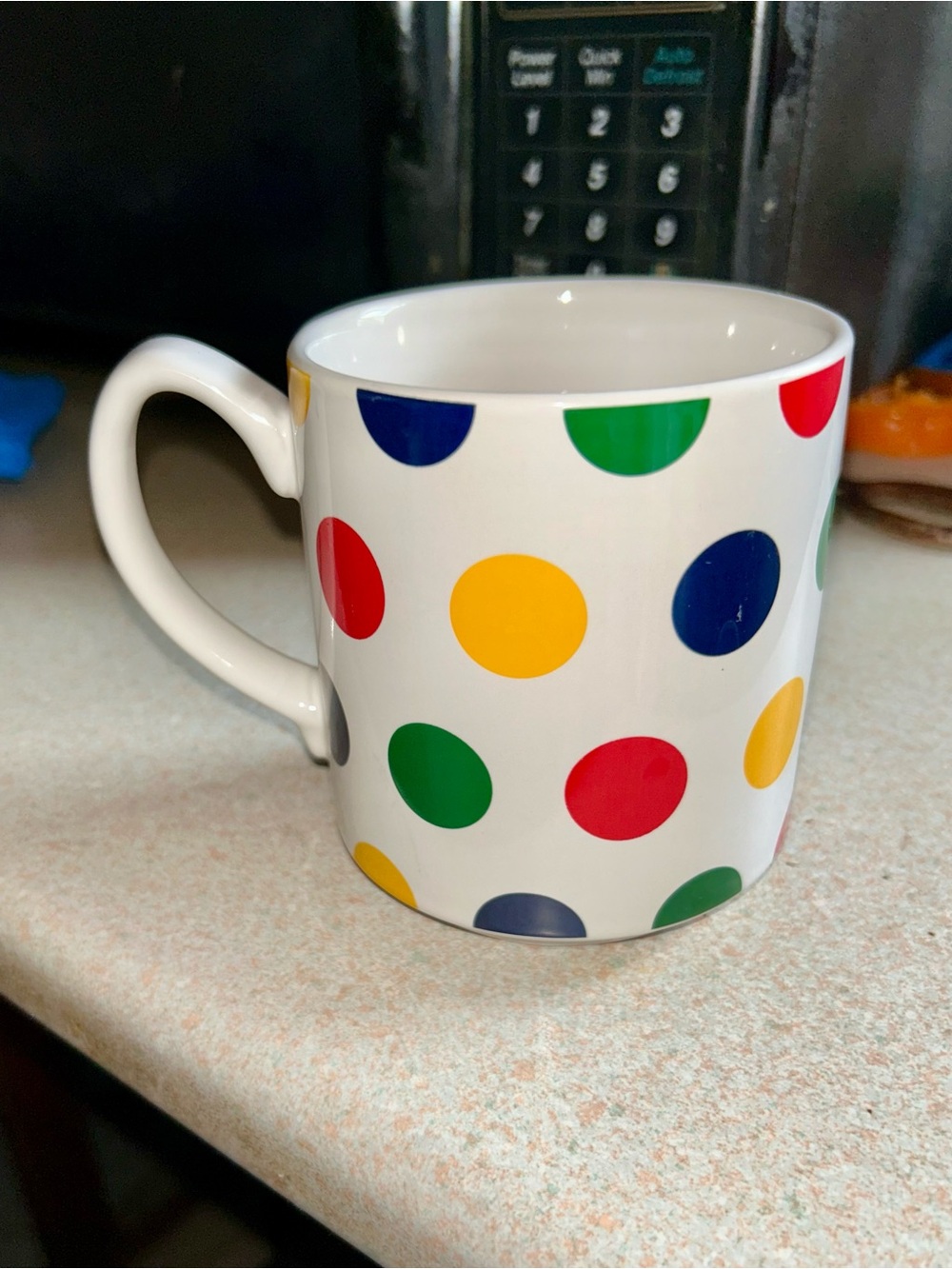 HBC Stripes Colourful Polka Dots Mug, 14 ounce size.